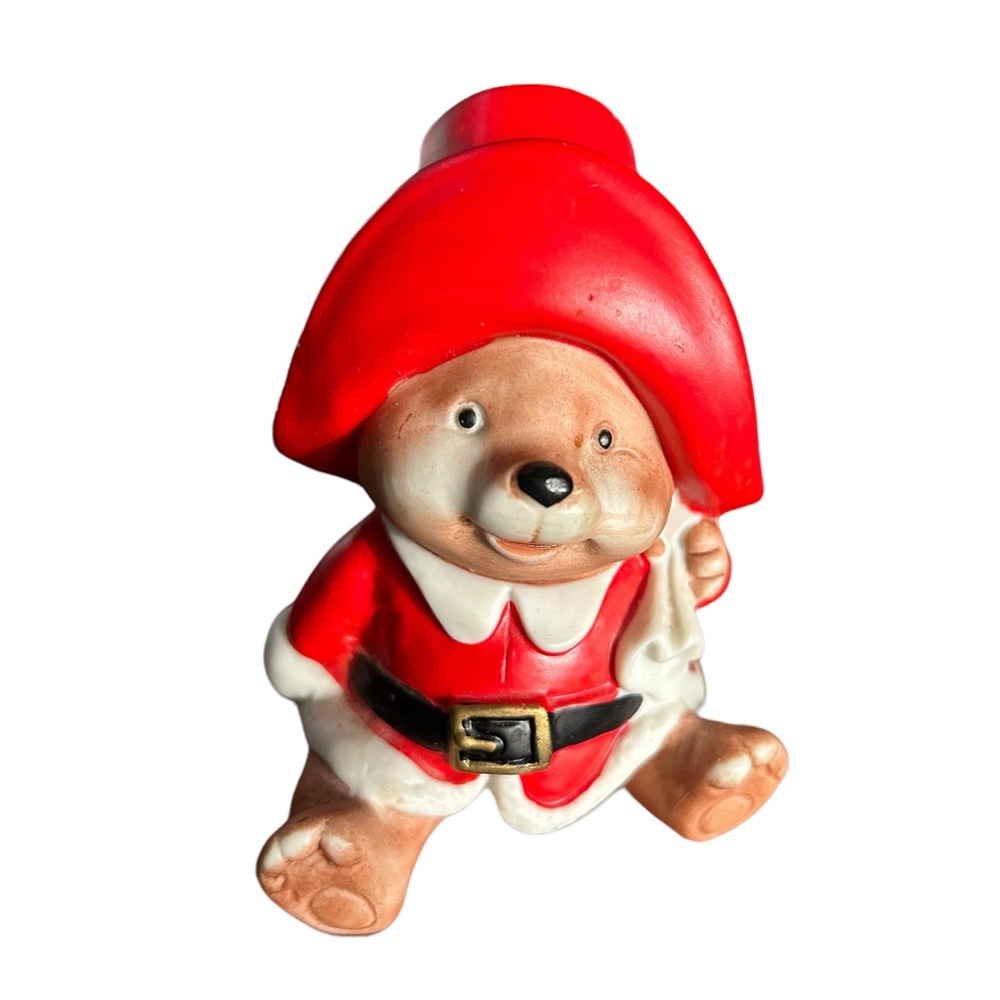 Vintage Homco Christmas Santa Teddy Bear Ceramic Figurine Retro Holiday Decor - Picture 7 of 10